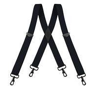 Buyless Fashion Suspenders for Men - 48" Adjustable Straps 1 1/4" - X Back with Black Hooks - 5141-Black