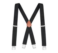 Buyless Fashion Suspenders for Men - 48" Elastic Adjustable Straps 1 1/4" - X Back - 5114-Black
