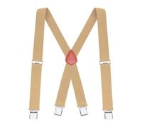 Buyless Fashion Suspenders for Men - 48" Elastic Adjustable Straps 1 1/4" - X Back - 5114-Tan