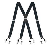 Buyless Fashion Suspenders for Men - 48" Elastic Adjustable Straps 1 1/4" - X Shape - 5133-Black