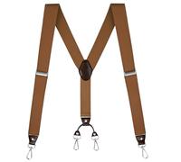Buyless Fashion Suspenders for Men - 48" Elastic Adjustable Straps 1 1/4" - Y Back with Metal Hooks - 5137-Camel
