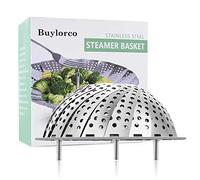 Buylorco Steamer Basket Stainless Steel Folding Vegetable Steamer Insert Steamer Cookware for Veggie Seafood Cooking (Medium)