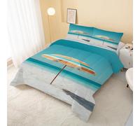 buyluhn Beach Ocean Coverless Duvet Double 7.5 Tog Summer Coastal Supersoft Cosy Lightweight Quilt, Blue Machine Washable & Quick Drying, All in One Reversible Comforter R&158