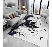 buyluhn Carpet Machine Washable, Ghost Castle Low Pile Soft Floor Rug 200x250, Large Rugs for Living Room Bedroom Bedside, Horror Halloween Non Slip Absorbent Kitchen Rug N616