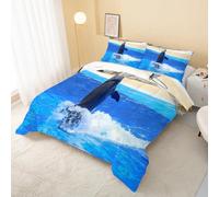 buyluhn Dolphin Coverless Duvet Super King 7.5 Tog Summer Marine Life Supersoft Cosy Lightweight Quilt, Modern Machine Washable & Quick Drying, All in One Reversible Comforter Q&290