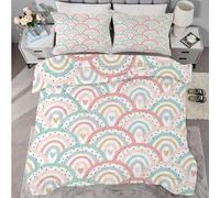 buyluhn Double Duvet 7.5tog Rainbow Coverless Duvet Reversible All Seasons Quilt Double Size, Heart Comforter Machine Washable for Double Bed Summer Winter,Lightweight with 2 Pillowcases