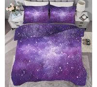 buyluhn Double Duvet Starry Sky Coverless Duvet Reversible All Seasons Quilt Double Size 7.5 tog, Purple-Pink Comforter Machine Washable for Double Bed Summer Winter, Lightweight, 2 Pillowcases