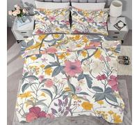buyluhn Floral Coverless Duvet Super King Size 7.5 Tog Winter Plants Supersoft Cosy Lightweight Quilt, Natural Aesthetics Machine Washable Quick Drying, All in One Reversible Comforter QE95