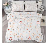 buyluhn Floral Print Coverless Duvet Single 7.5 Tog Winter Floral Supersoft Cosy Lightweight Quilt, Modern Machine Washable Quick Drying, All in One Reversible Comforter QE89