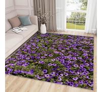 buyluhn Flowers Plants Small Rug for Bedroom Living Room 50x80, Nature Area Rugs-Machine Washable Soft Short Pile Carpet, Purple Green Non Slip Indoor Entryway Mat Absorbent Kitchen Rug G-2