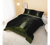 buyluhn Forest Coverless Duvet Double 7.5 Tog Summer Nature Landscape Supersoft Cosy Lightweight Quilt, Plants Machine Washable & Quick Drying, All in One Reversible Comforter Q&208