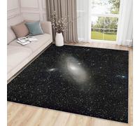 buyluhn Galaxy Stars Carpet Machine Washable, Space Low Pile Soft Floor Rug 150x250, Large Rugs for Living Room Bedroom Bedside, Black Non Slip Absorbent Kitchen Rug G-148