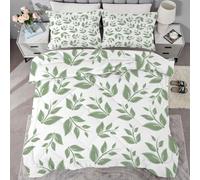 buyluhn Green Leaves Coverless Duvet Super King Size 7.5 Tog Winter Abstract Supersoft Cosy Lightweight Quilt, Nature Machine Washable Quick Drying, All in One Reversible Comforter QE5