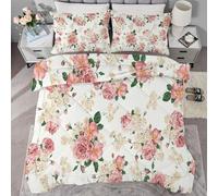 buyluhn King Size Duvet 7.5tog Flower Coverless Duvet Reversible All Seasons Quilt, Pink Comforter Machine Washable for King Bed Summer Winter,Lightweight with 2 Pillowcases