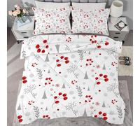 buyluhn King Size Duvet Christmas Coverless Duvet Reversible All Seasons Quilt 7.5 tog, Berry Branch Comforter Machine Washable for King Bed Summer Winter, Lightweight, 2 Pillowcases