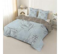 buyluhn Leafy Branch Pattern Coverless Duvet King Size 7.5 Tog Garden Floral Supersoft Cosy Lightweight Quilt, Botanical Design Machine Washable Quick Drying, All in One Reversible Comforter QU&20