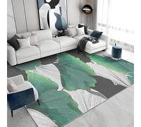 buyluhn Leaves Carpet Machine Washable, Modern Aesthetics Low Pile Soft Floor Rug 200x300, Large Rugs for Living Room Bedroom Bedside, Gray Green Non Slip Absorbent Kitchen Rug G&208