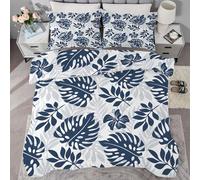 buyluhn Leaves Coverless Duvet Double 7.5 Tog Tropical Plants All Seasons Lightweight Quilt, Soft Modern Aesthetics Bedding for Kids & Teenagers, Easy Wash Comforter QE12