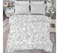 buyluhn Leaves Coverless Duvet King Size 7.5 Tog Winter Floral Supersoft Cosy Lightweight Quilt, Modern Machine Washable Quick Drying, All in One Reversible Comforter QE26