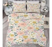 buyluhn Pink Flowers Coverless Duvet Single 7.5 Tog Winter Plants Supersoft Cosy Lightweight Quilt, Aesthetics Machine Washable Quick Drying, All in One Reversible Comforter QE50