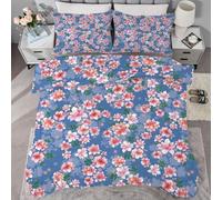 buyluhn Pink Flowers Coverless Duvet Super King Size 7.5 Tog Winter Plants Supersoft Cosy Lightweight Quilt, Modern Machine Washable Quick Drying, All in One Reversible Comforter QE47