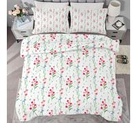 buyluhn Red Flowers Superking Duvets 7.5 Tog Floral Extra Warm Lightweight Comforter, Modern Bedding Quilt for Adults, All Seasons Easy Care Duvet for Bedroom Decor QE42