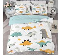 buyluhn Single Duvet 7.5tog Dinosaurs Coverless Duvet Reversible All Seasons Quilt Single Size, Blue Comforter Machine Washable for Single Bed Summer Winter,Lightweight with 1 Pillowcases