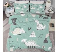 buyluhn Single Duvet 7.5tog Dinosaurs Coverless Duvet Reversible All Seasons Quilt Single Size, Green Comforter Machine Washable for Single Bed Summer Winter,Lightweight with 1 Pillowcases