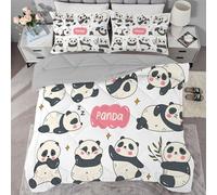 buyluhn Single Duvet 7.5tog Panda Coverless Duvet Reversible All Seasons Quilt Single Size, Gray Comforter Machine Washable for Single Bed Summer Winter,Lightweight with 1 Pillowcases