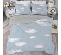 buyluhn Single Duvet 7.5tog Rainbow Cloud Coverless Duvet Reversible All Seasons Quilt Single Size, Grey Blue Comforter Machine Washable for Single Bed Summer Winter,Lightweight with 1 Pillowcases
