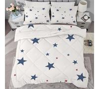buyluhn Single Duvet 7.5tog Star Coverless Duvet Reversible All Seasons Quilt Single Size, Blue Comforter Machine Washable for Single Bed Summer Winter,Lightweight with 1 Pillowcases