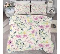 buyluhn Single Duvet Flower Coverless Duvet Reversible All Seasons Quilt Single Size 7.5 tog, Pink Comforter Machine Washable for Single Bed Summer Winter, Lightweight, 1 Pillowcases