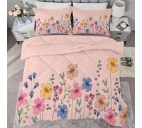 buyluhn Single Duvet Flowers Coverless Duvet Reversible All Seasons Quilt Single Size 7.5 tog, Colored Comforter Machine Washable for Single Bed Summer Winter, Lightweight, 1 Pillowcases