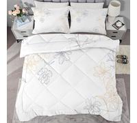 buyluhn Single Duvet Flowers Coverless Duvet Reversible All Seasons Quilt Single Size 7.5 tog, Flowers Comforter Machine Washable for Single Bed Summer Winter, Lightweight, 1 Pillowcases