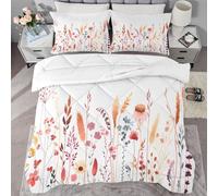 buyluhn Single Duvet Plant Flowers Coverless Duvet Reversible All Seasons Quilt Single Size 7.5 tog, Yellow Comforter Machine Washable for Single Bed Summer Winter, Lightweight, 1 Pillowcases