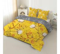 buyluhn Single Duvet White Floral Coverless Duvet Reversible All Seasons Quilt Single Size 7.5tog, Red Flower Branch Comforter Machine Washable for Bed Summer Winter, Lightweight, 2 Pillowcases &W31