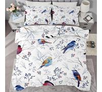 buyluhn Twin Duvet Birds Coverless Duvet Reversible All Seasons Quilt Twin Size 7.5 tog, Flower Comforter Machine Washable for Twin Bed Summer Winter, Lightweight, 2 Pillowcases