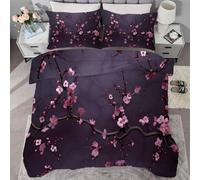 buyluhn Twin Duvet Flowers Coverless Duvet Reversible All Seasons Quilt Twin Size 7.5 tog, Plum Blossoms Comforter Machine Washable for Twin Bed Summer Winter, Lightweight, 2 Pillowcases