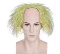 BUYOGET Beetlejuice Wig Green Light Short Hair Bald Wig for Men Halloween Cosplay