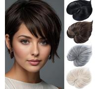 BUYOGET Blonde Hair Topper for Thinning Hair Short 7 inch 6×6in Base with 3 Clips in Hairpiece for Women Men