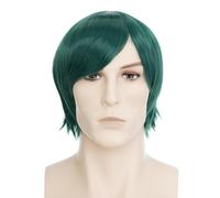 BUYOGET Cosplay Wig Short Straight Dark Green Synthetic Hair 8 Inches Unisex for Men Women Halloween Costume Anime Convention & Role Play Party Lightweight Natural Look Heat Resistant