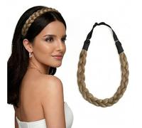 BUYOGET Dove Blonde Braided Headband 3 Strands Synthetic Hair Braided Adjustable Plaited Braids Elastic Hairpiece for Women