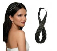 BUYOGET Natural Black Braided Headband 5 Strands Synthetic Hair Braided Adjustable Plaited Braids Elastic Hairpiece for Women