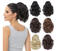 BUYOGET Ponytail Extension Long Curly Wavy Claw Jaw Clip in Synthetic Hairpiece Pony Tail Tale 8 Inches #4A Dark Brown Soft Hair