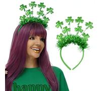 BUYOGET Saint Patrick's Headband Small Clovers Leaf Bopper Green Glittery Headbands for Women Costume Hair Accessories
