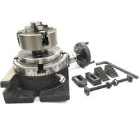 Buyohlic 4"/ 100 mm Regular Rotary Milling Table With Small Chucks and M6 Clamp Kit (with 70 mm 4 Jaws Independent Chuck & Clamp Kit)
