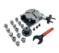 Buyohlic 4" (100mm) 3-Slot Rotary Table with ER Adaptor & T-Nuts with Spanner (ER20-14Pcs Collet Set (Range 1/16-1/2''))