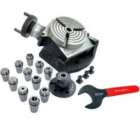 Buyohlic 4" (100mm) 3-Slot Tilting Rotary Table with ER Adaptor & T-Nuts with Spanner (ER16-12Pcs Collet Set (Range 1/32-3/8''))