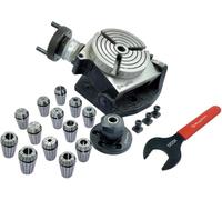 Buyohlic 4" (100mm) 3-Slot Tilting Rotary Table with ER Adaptor & T-Nuts with Spanner (ER20-14Pcs Collet Set (Range 1/16-1/2''))