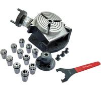 Buyohlic 4" (100mm) 3-Slot Tilting Rotary Table with ER Adaptor & T-Nuts with Spanner (ER25-12Pcs Collet Set (Range 1/8-5/8''))
